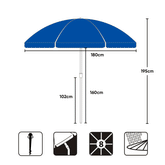 Sekey Parasol Ø 180 cm Round Beach Umbrella Balcony Umbrella with Carrying Bag and Ground Sleeve